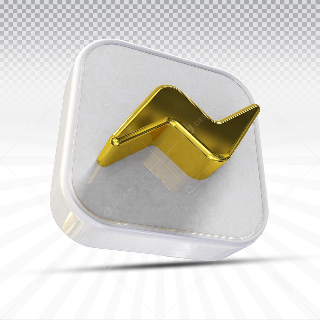 Messenger Ícone 3D Dourado Para Composição PSD