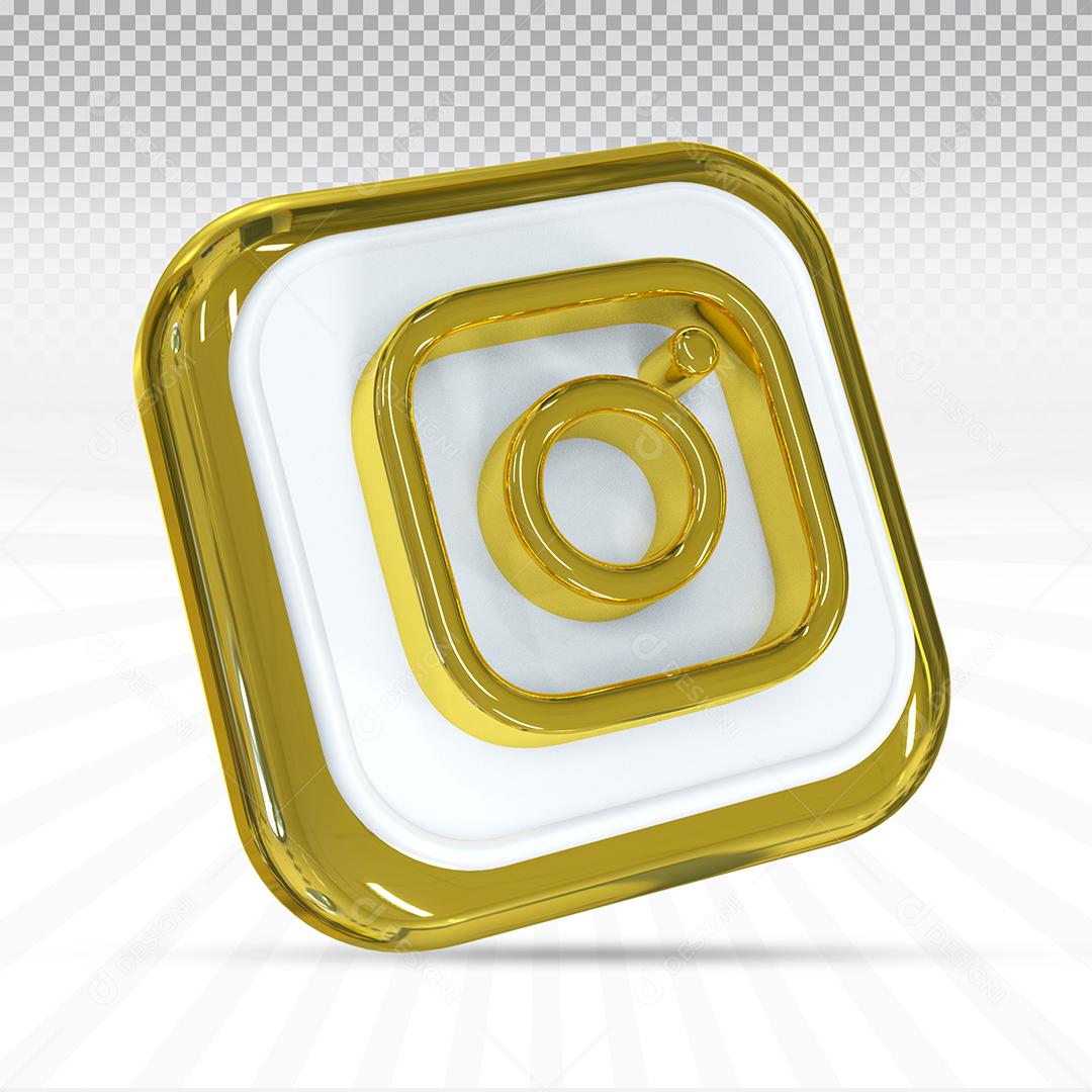 Instagram Elemento 3D Dourado Para Composição PSD