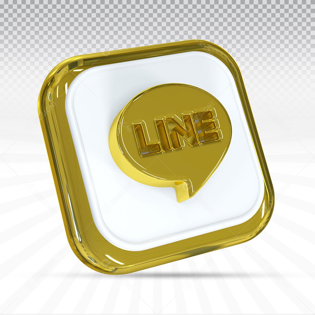 Line Dourado Ícone 3D  Para Composição PSD