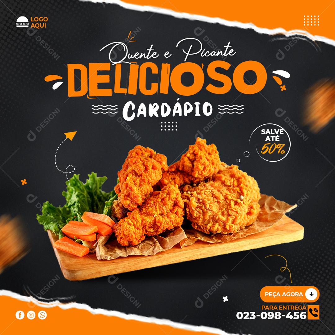 Quente E Delicioso Cardápio Restaurantes Social Media PSD Editável