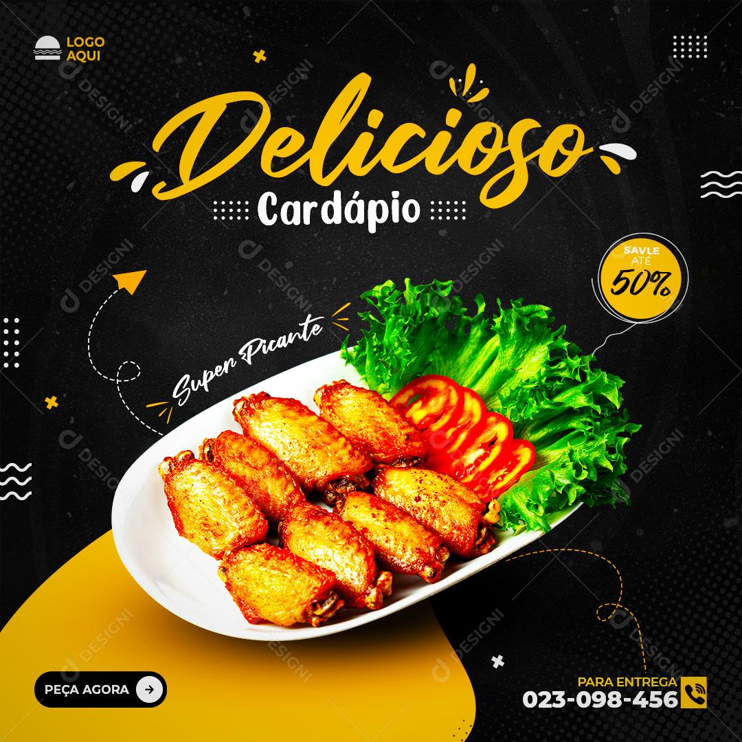Hot And Delicious Menu Restaurants Social Media Editable PSD
