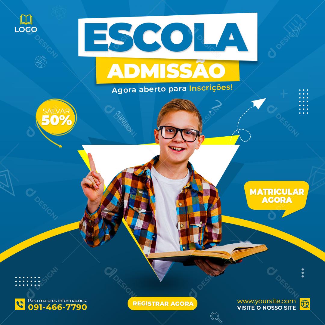 De Volta A Escola Matricule Seus Filhos Agora Social Media PSD Editável