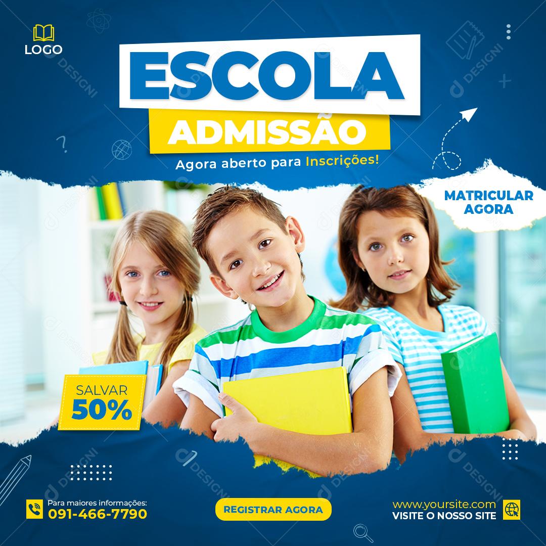 De Volta A Escola Matricule Seus Filhos Agora Social Media PSD Editável