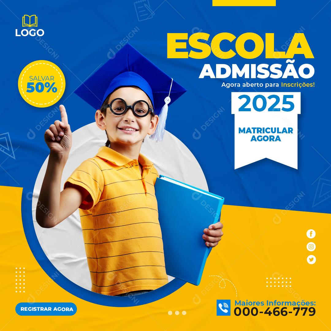 De Volta A Escola Matricule Seus Filhos Agora Social Media PSD Editável