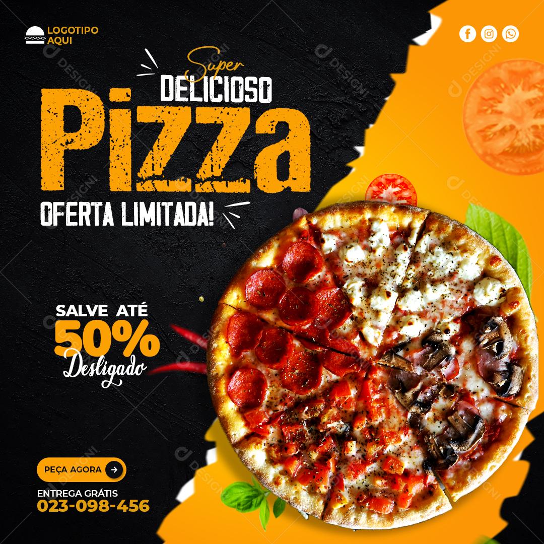 Quente E Delicioso Cardápio Pizzas Restaurantes Social Media PSD Editável