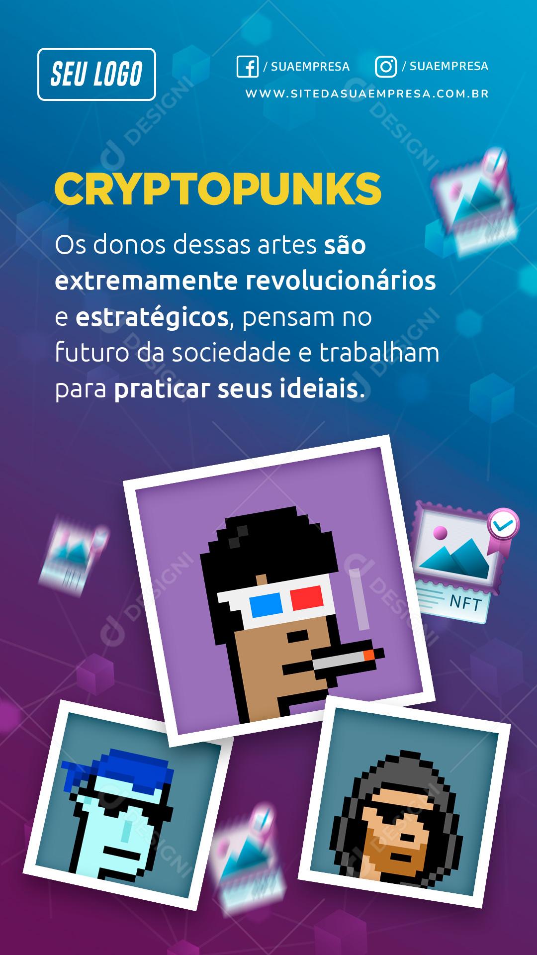 Social Media NFT CryptoPunks Praticar Seus Ideiais PSD Editável