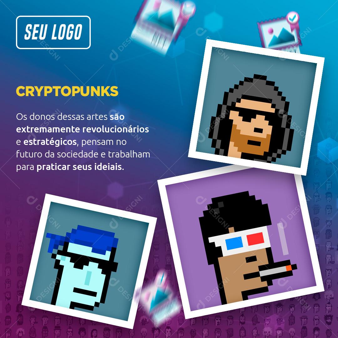 Social Media NFT CryptoPunks Praticar Seus Ideiais PSD Editável