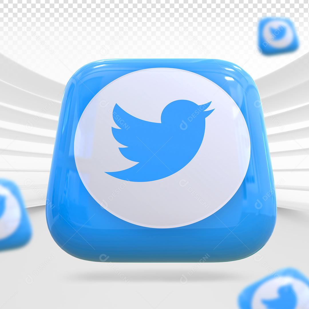 Twitter  Elemento 3D Para Composição PSD