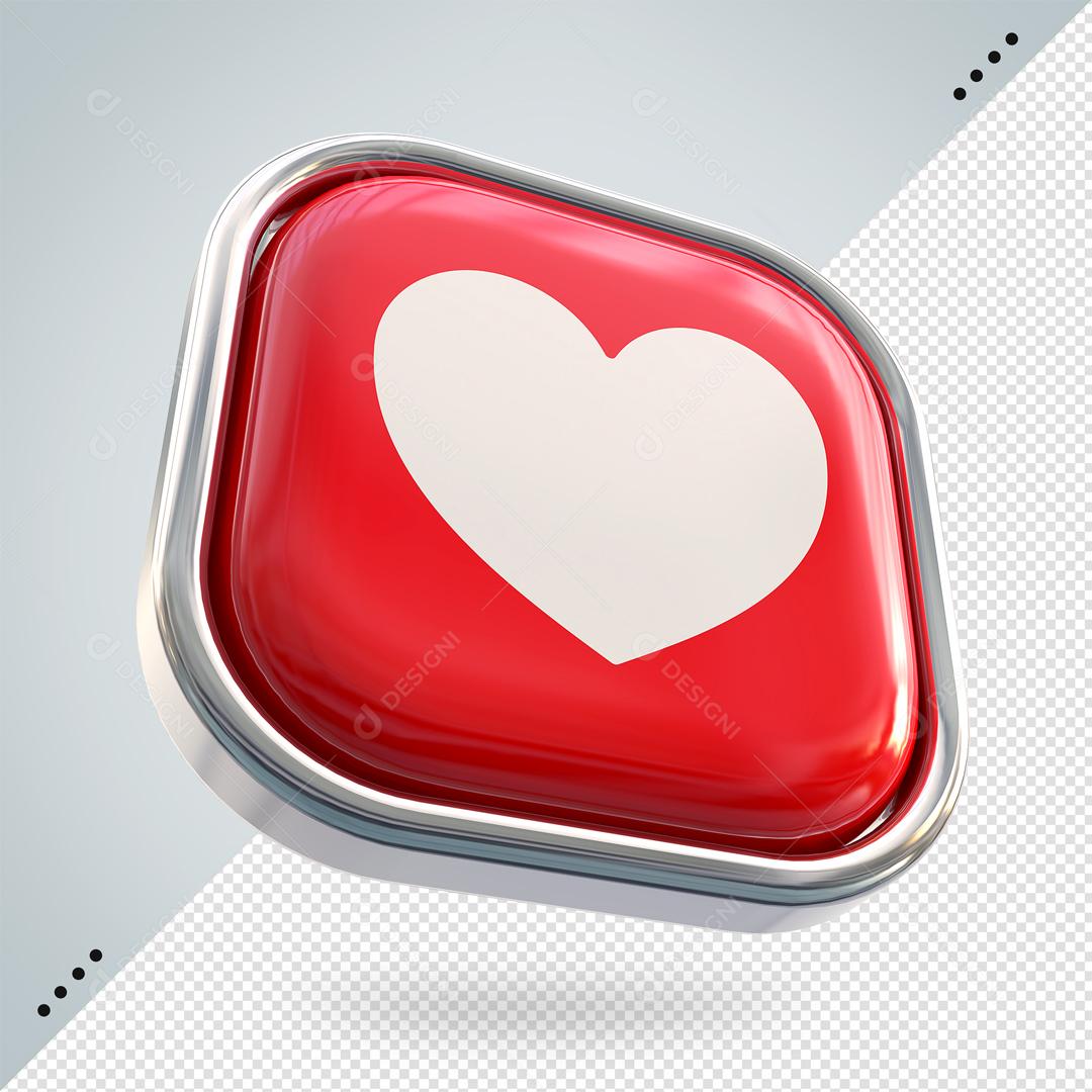 Elemento 3D Ícone Coração Vermelho Tag Para Composição PSD