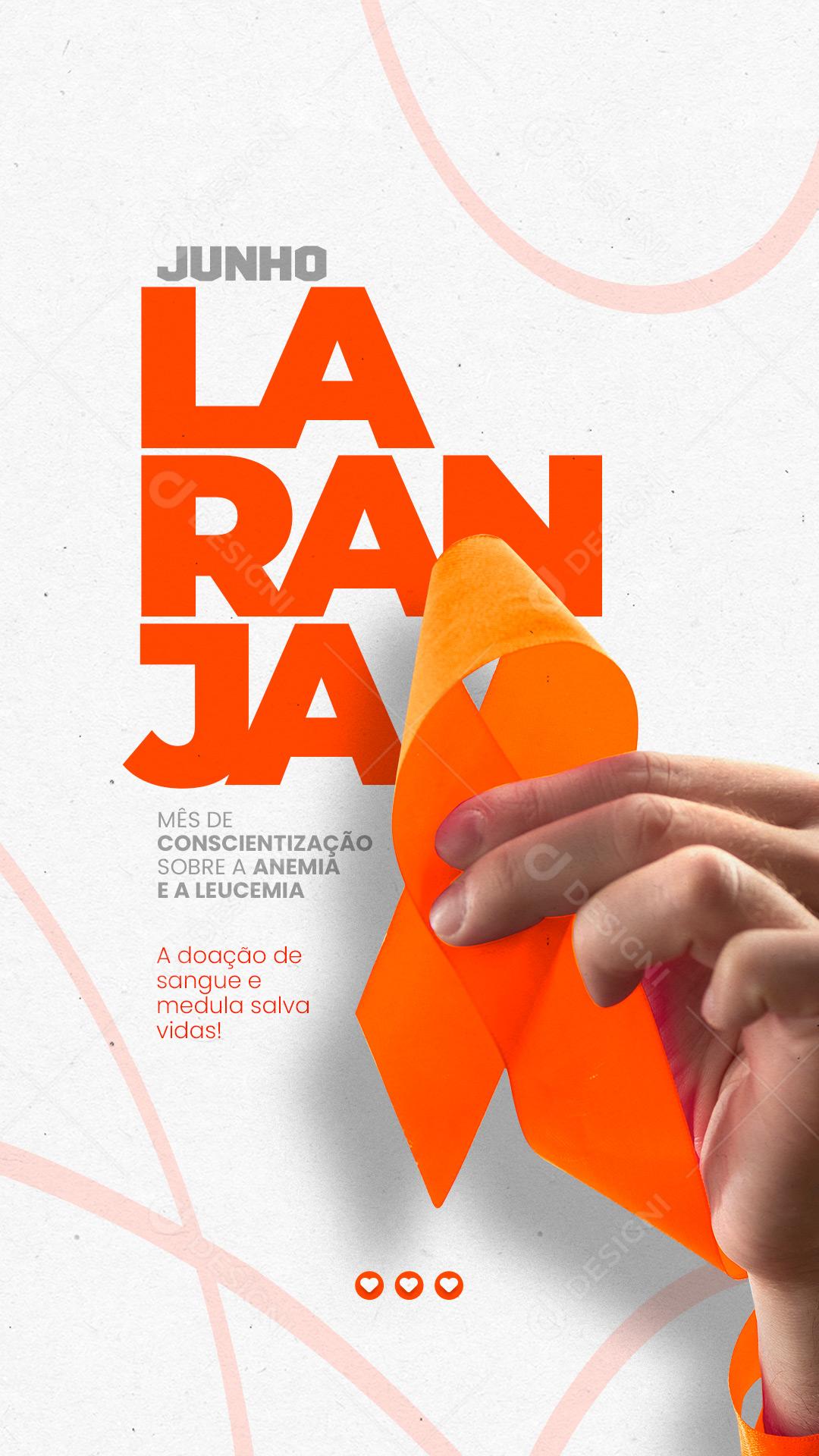 Story A Doação de Sangue e Medula Salva Vidas Junho Laranja Social Media PSD Editável