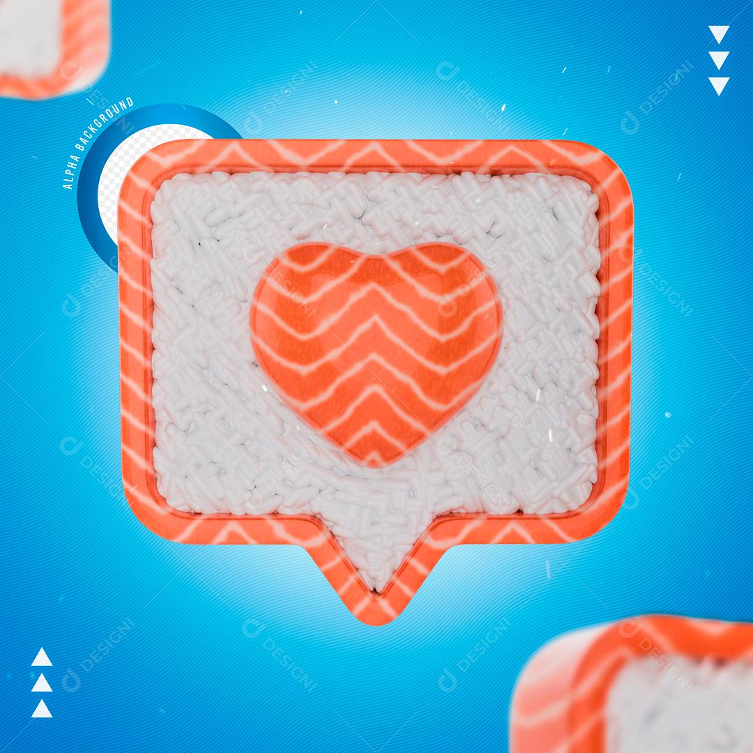 Elemento 3D Coração De Sushi PNG Transparente