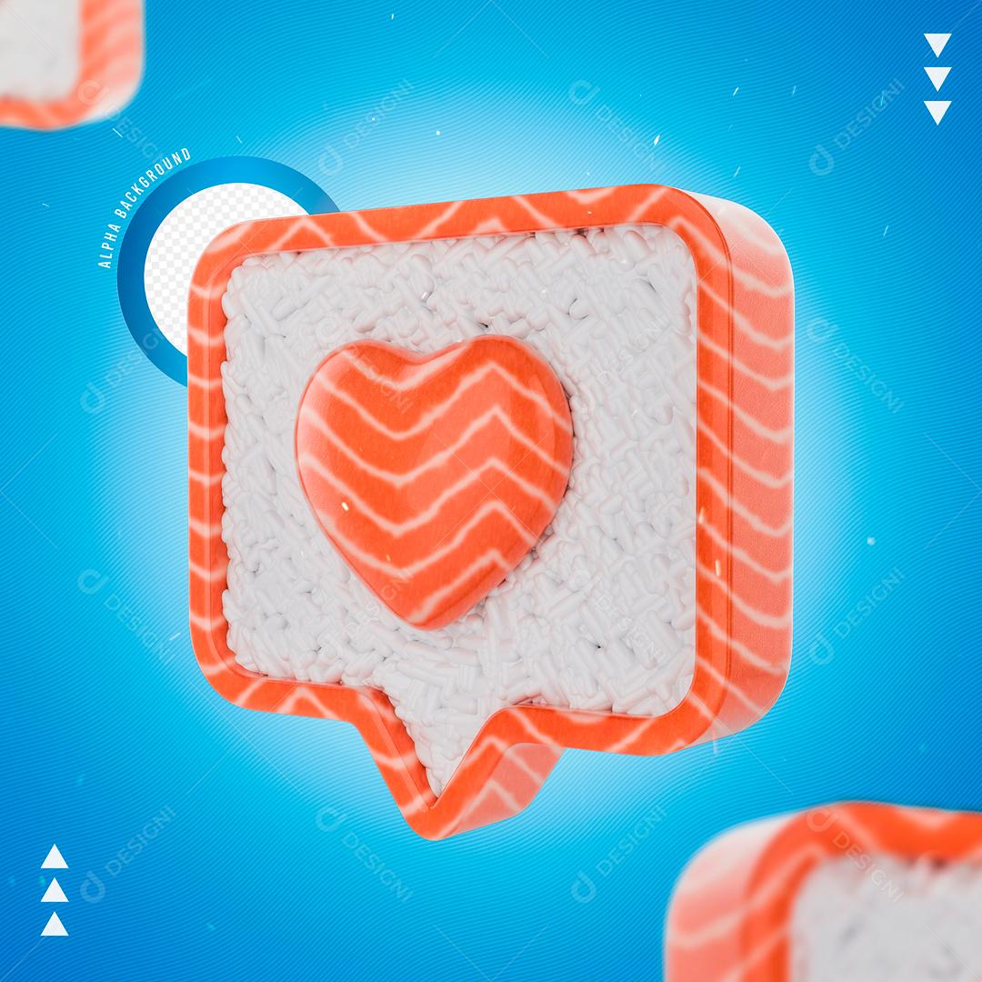 Elemento 3D Coração De Sushi PNG Transparente