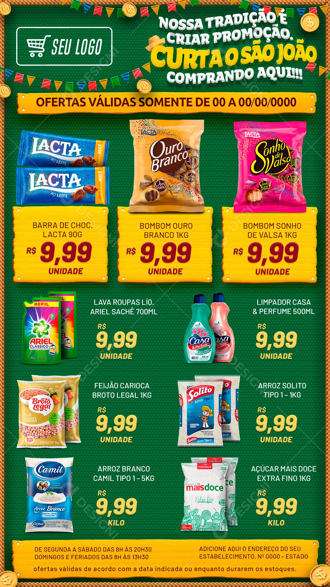 Social Media Encarte de São João Ofertas Promoções PSD Editável