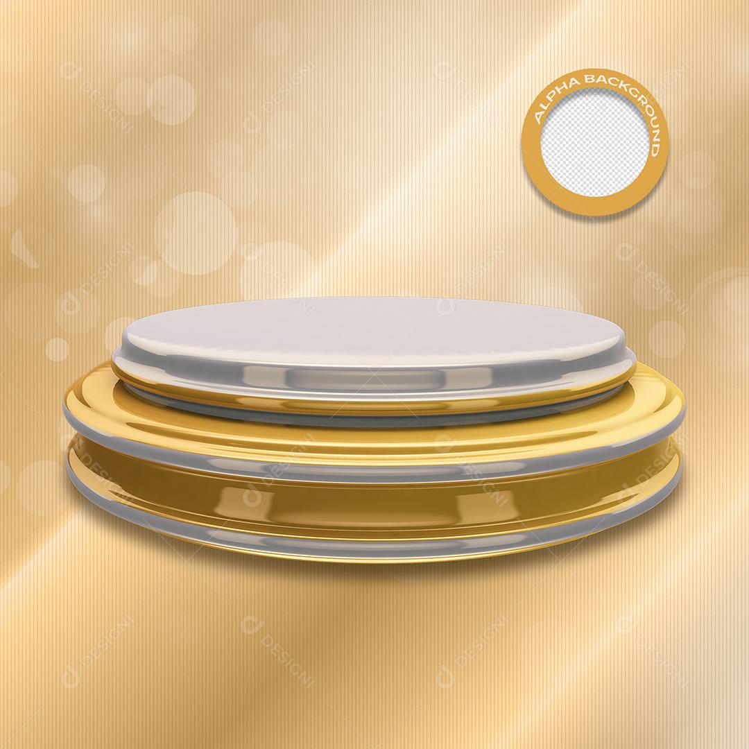Podium Dourado Elemento 3D Para Composição PSD