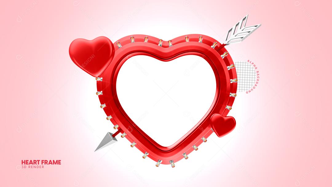 Elemento 3D Coração Com Flecha PSD
