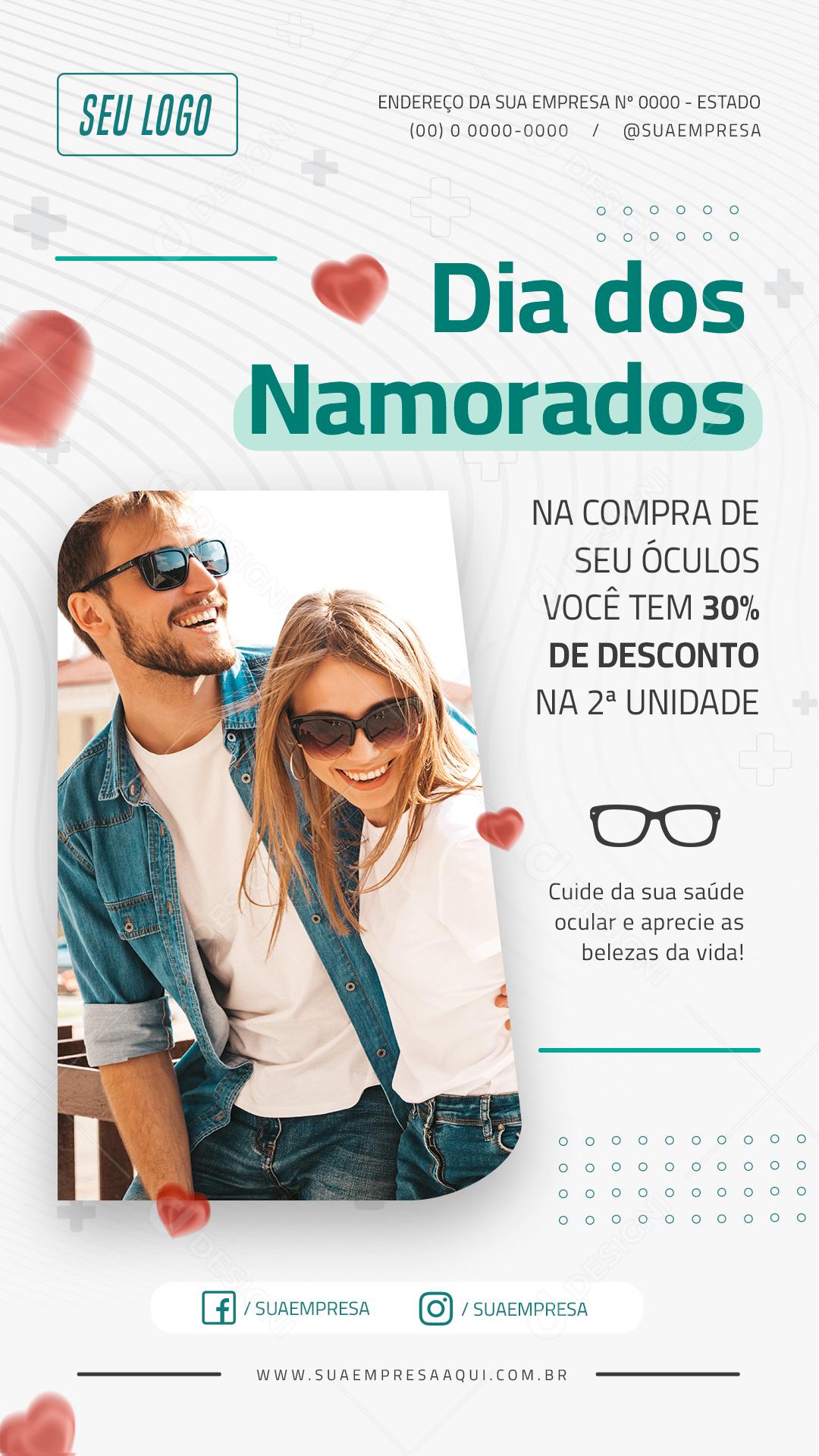 Social Media Story Dia dos Namorados Na Compra de Seu Óculos PSD Editável