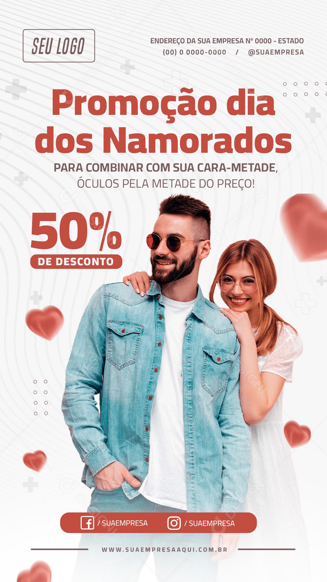 Social Media Story Dia dos Namorados Promoção Óculos PSD Editável