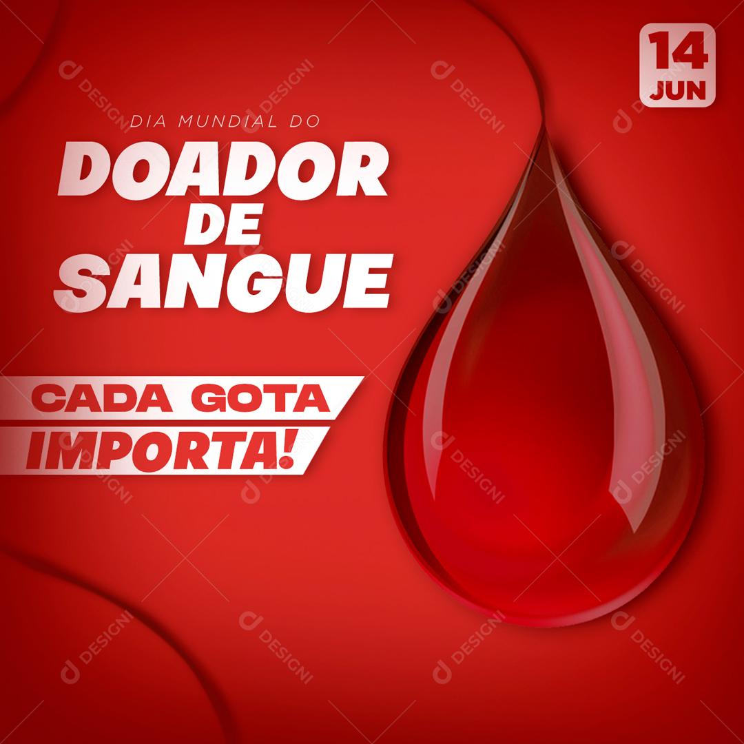 Dia Do Doador De Sangue 14 De junho Social Medida PSD Editável