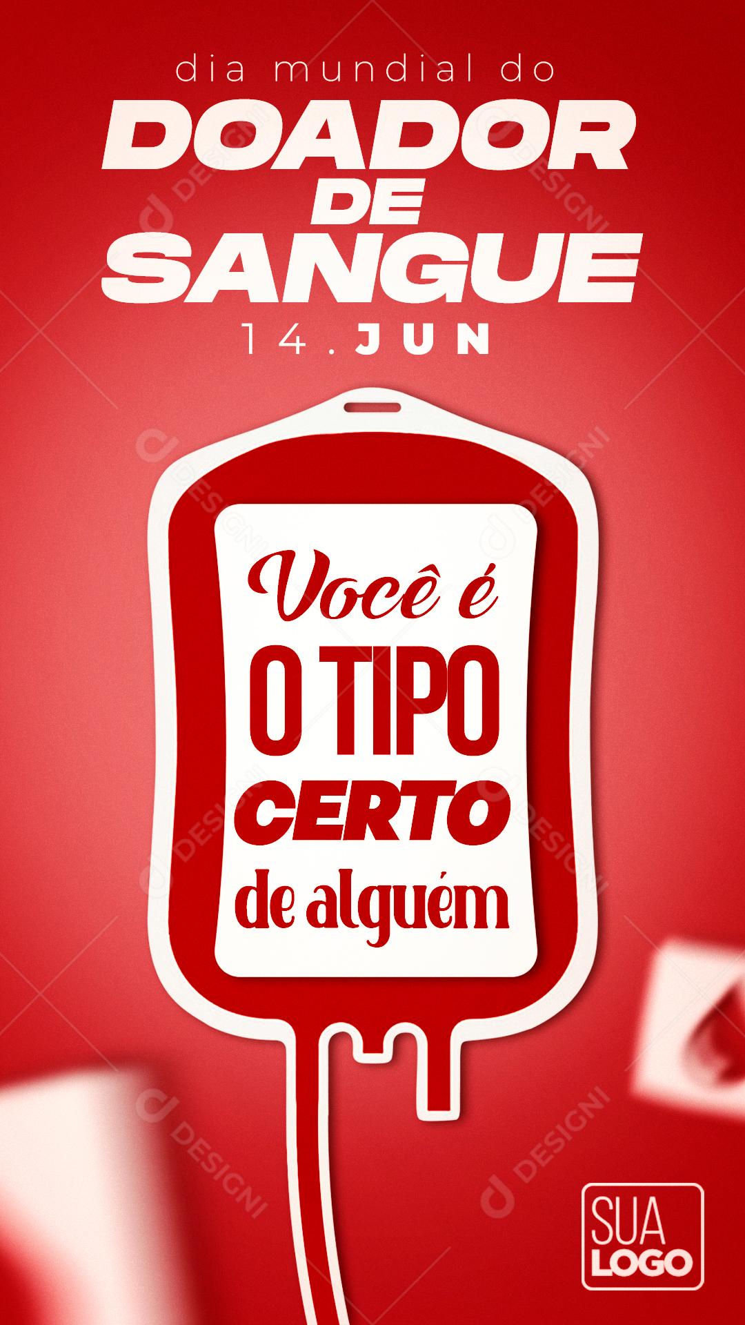 Dia Do Doador De Sangue 14 De junho Social Medida PSD Editável