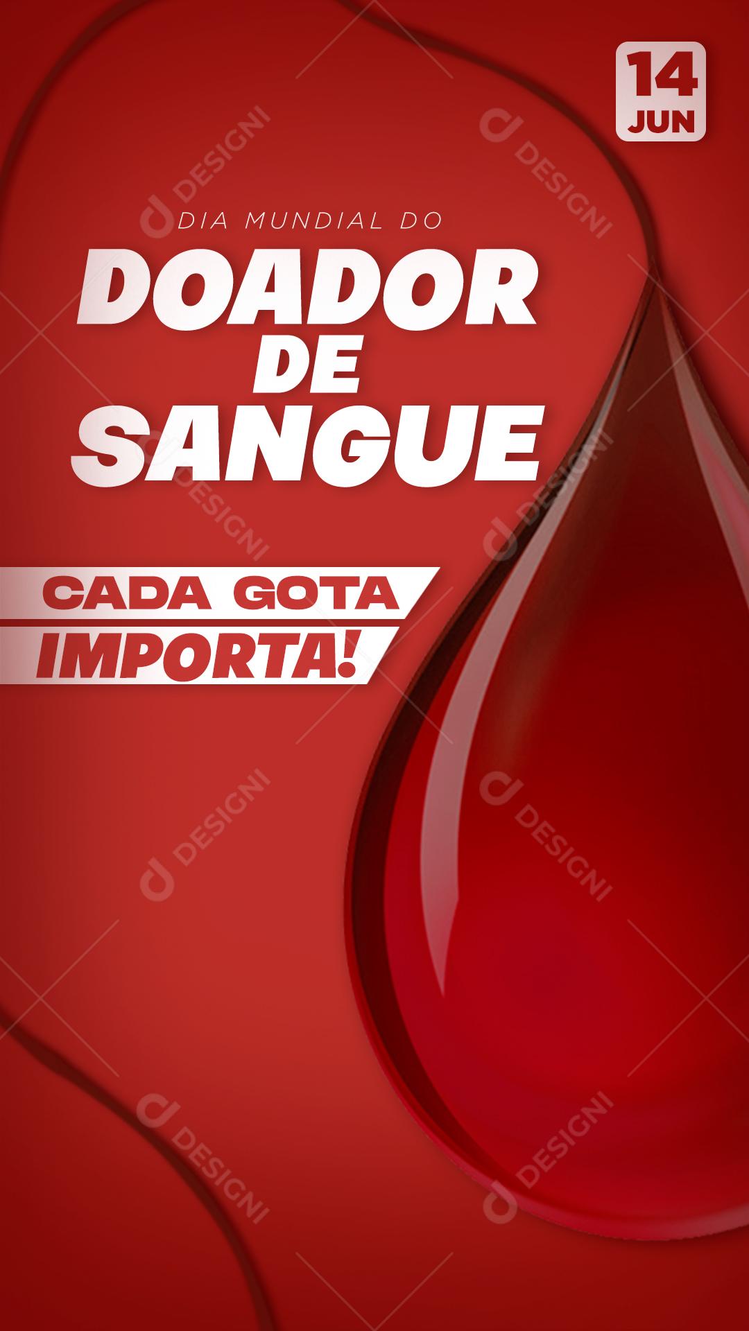 Dia Do Doador De Sangue 14 De junho Social Medida PSD Editável