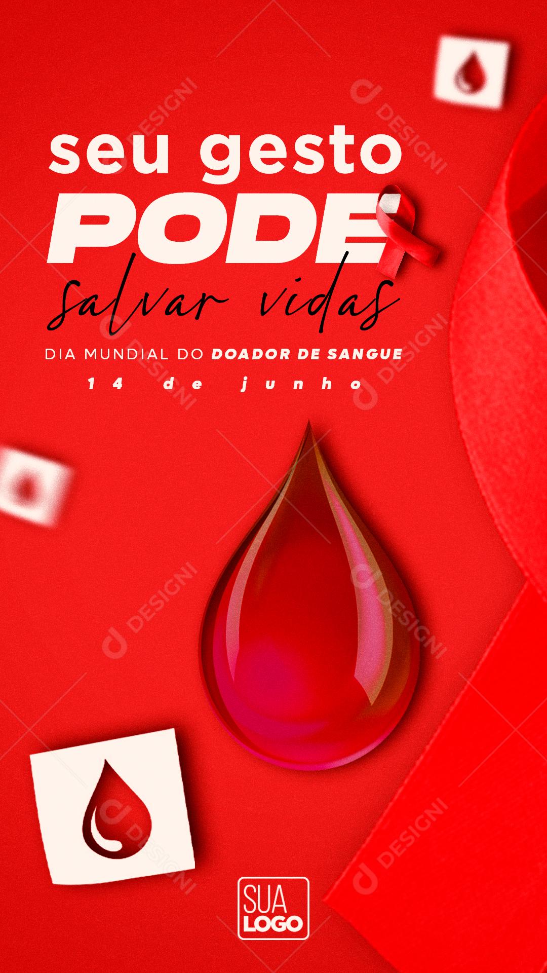Dia Do Doador De Sangue 14 De junho Social Medida PSD Editável