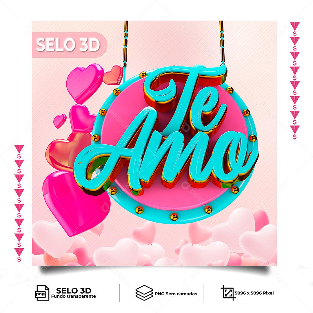 Teamo Azul Selo 3D para Composição PNG Transparente Sem Fundo