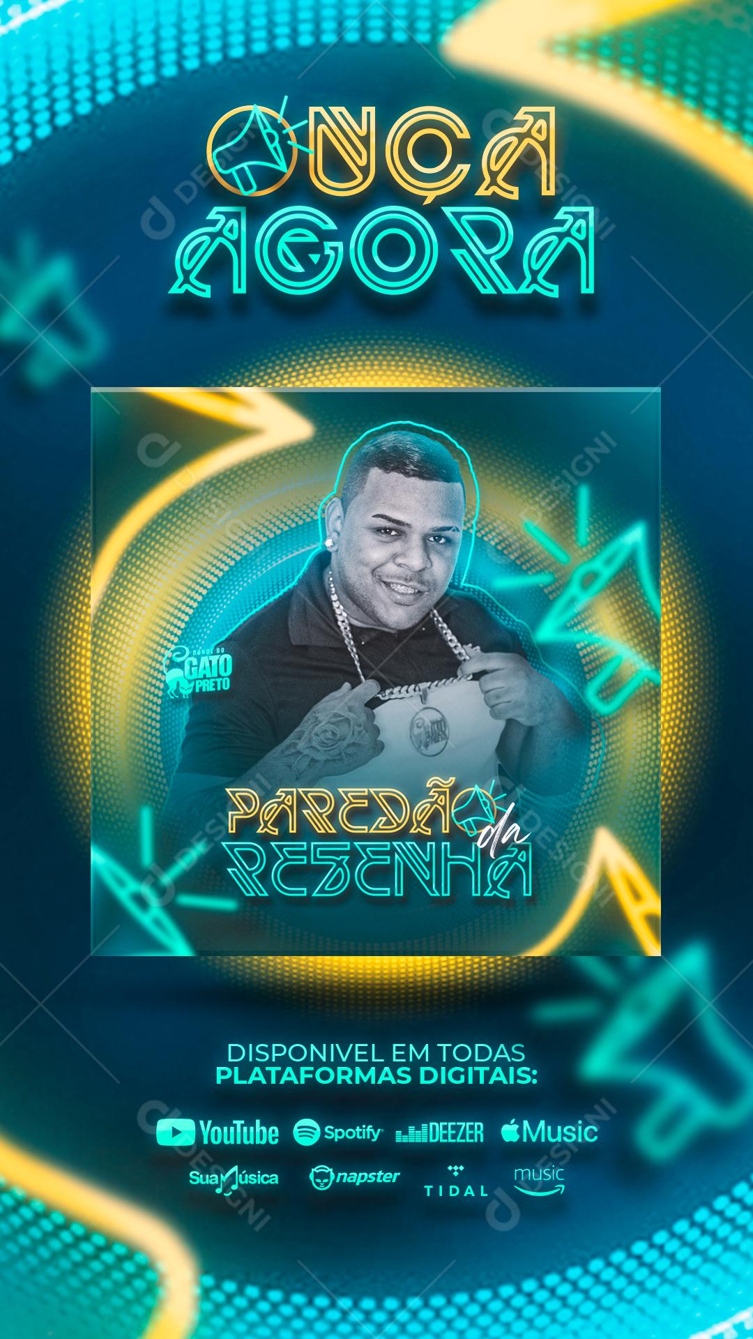 Capa de Lançamento de CD Ouça Agora Bonde do Gato Preto Story Social Media PSD