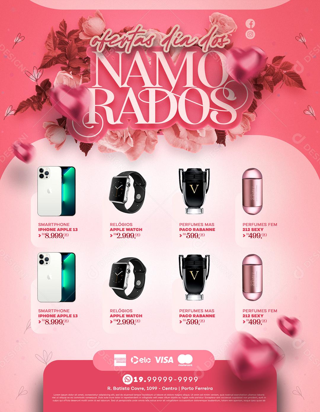 Social Media Encarte Ofertas Dia Dos Namorados Perfumaria PSD Editável