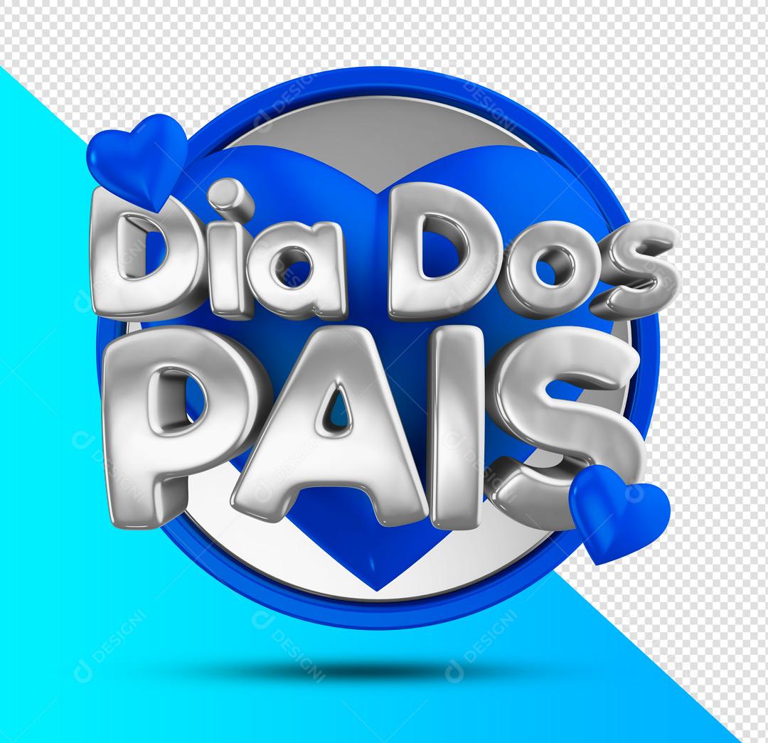 Selo 3D Dia dos Pais para Composição PSD