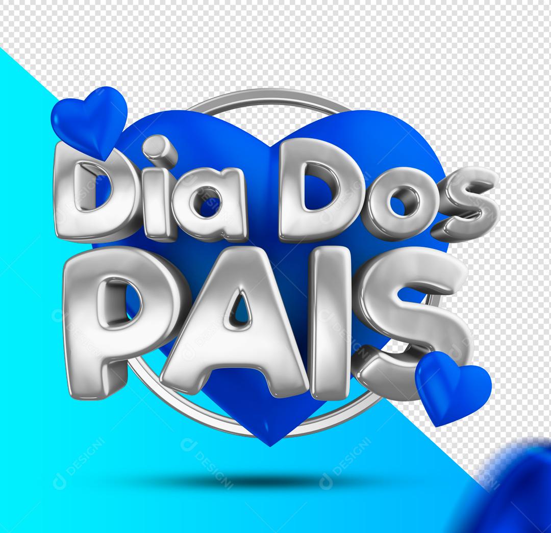 Selo 3D Dia dos Pais para Composição PSD