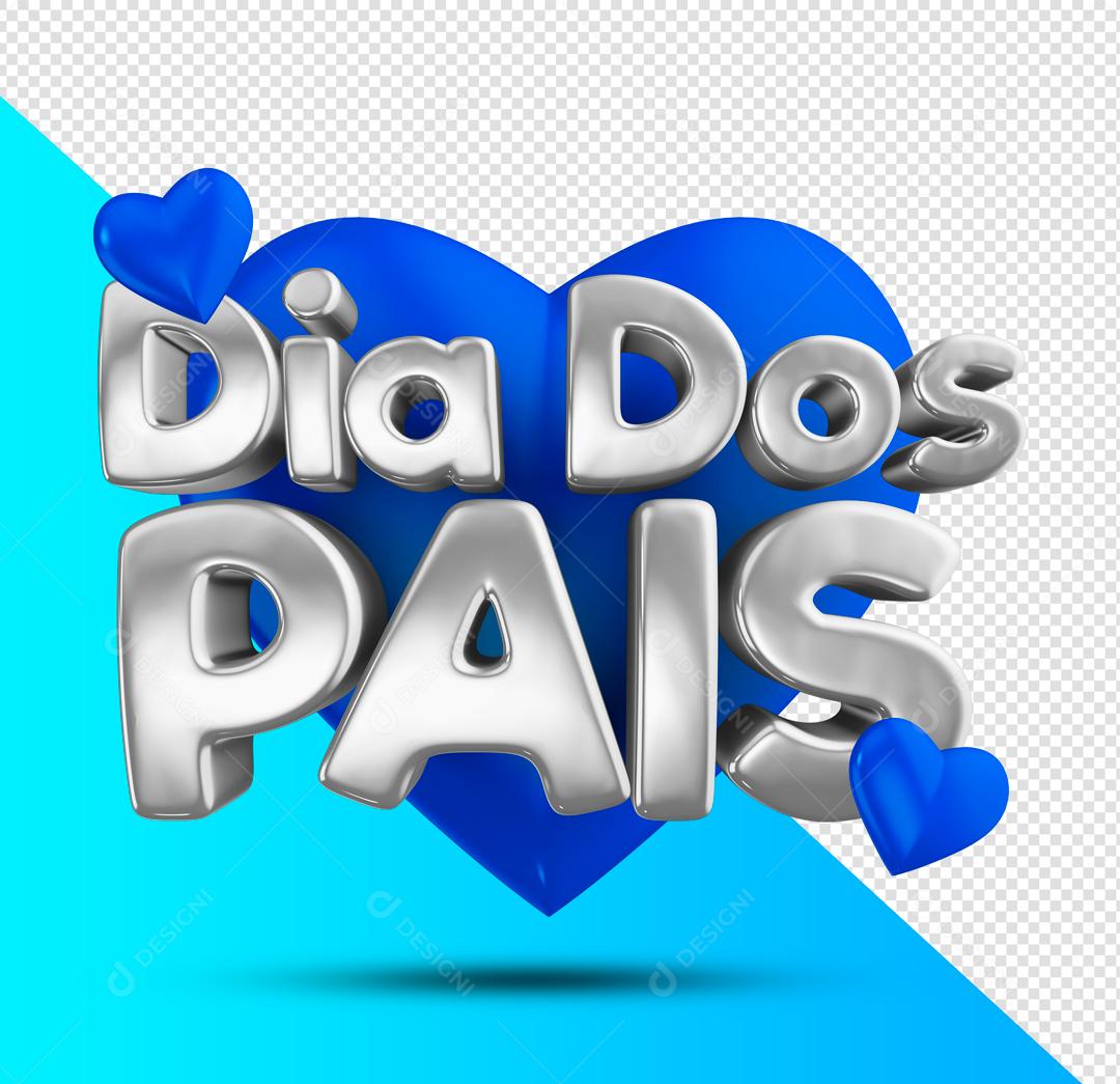 Dia dos Pais Prata Selo 3D para Composição PSD