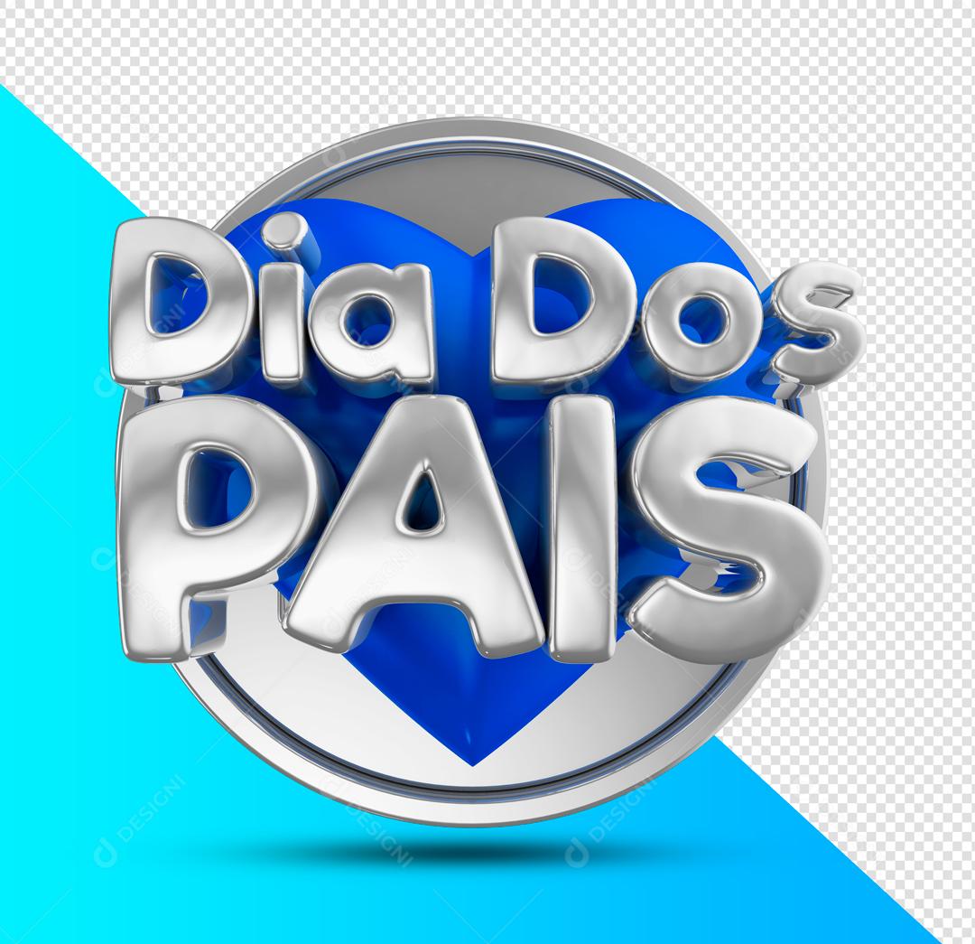 Selo 3D Dia dos Pais Prata para Composição PSD