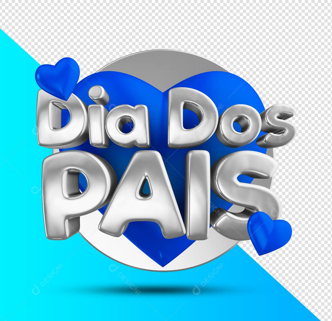 Dia dos Pais Prata Selo 3D para Composição PSD