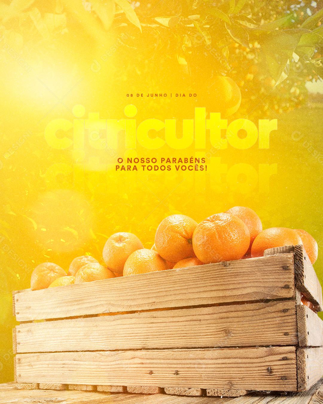 Social Media O Nosso Parabéns para Todos Vocês Dia do Citricultor PSD Editável