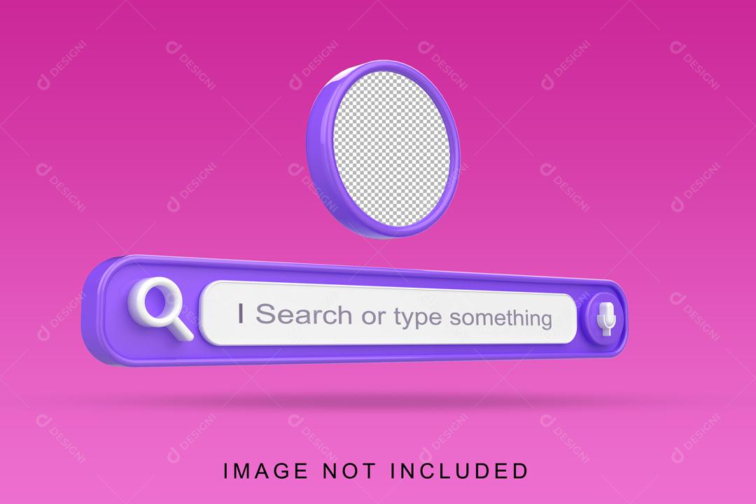Ilustração 3D Barra de Pesquisar do Navegador Roxo para Composição PSD