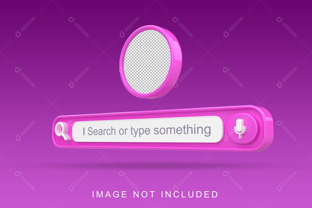 Barra de Pesquisar do Navegador Ilustração 3D Rosa para Composição PSD