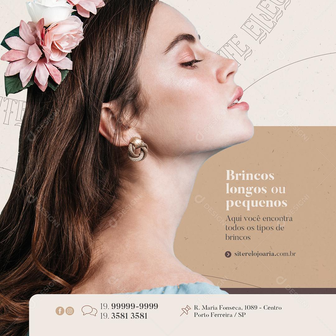 Social Media Brincos longos ou Pequenos Joalheria PSD Editável