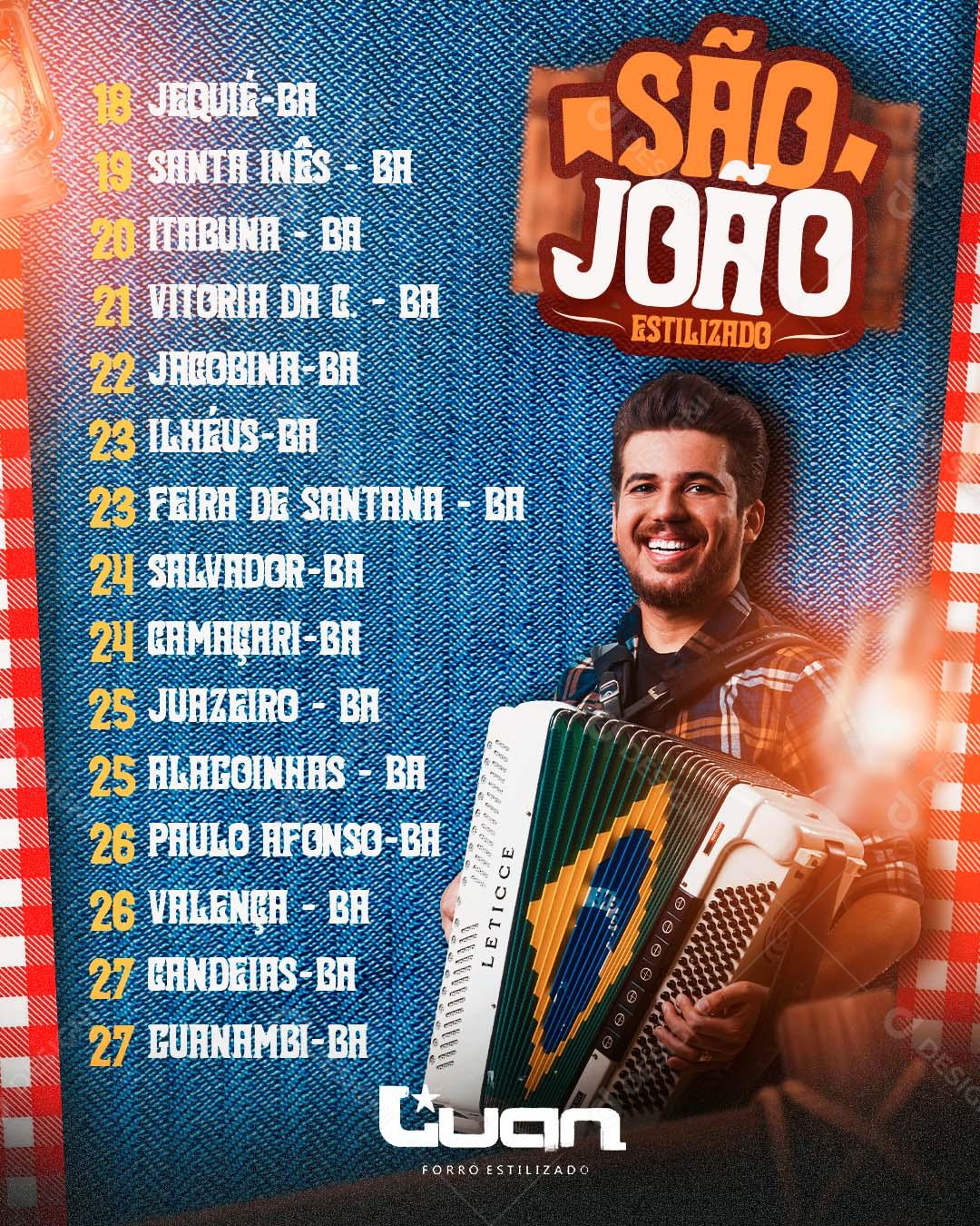 Flyer Agenda Semanal São João Social Media PSD Editável