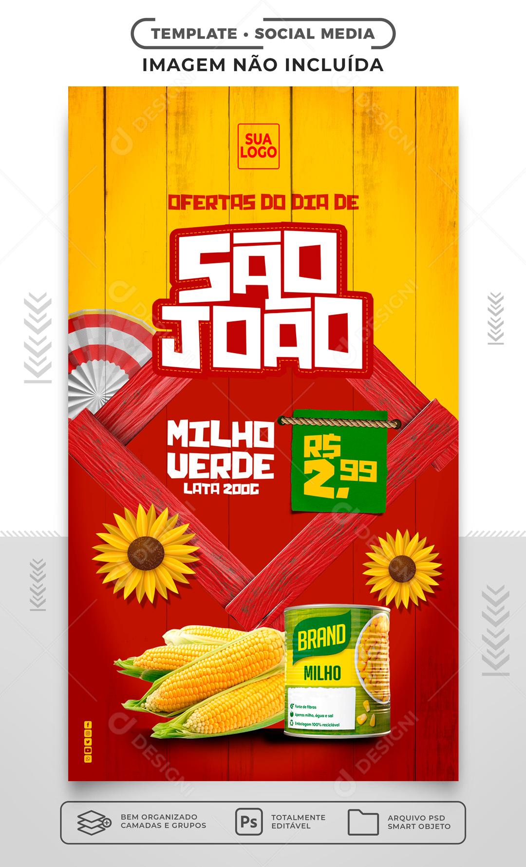 São João Promoção Milho Verde Arraiá Social Media PSD Editável