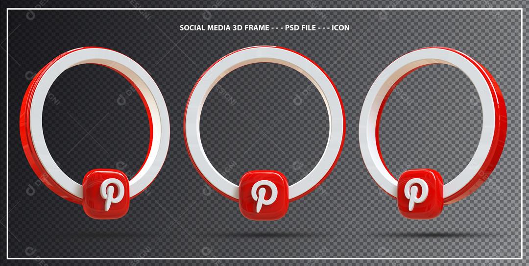Pinterest Elemento 3D Para Composição PSD
