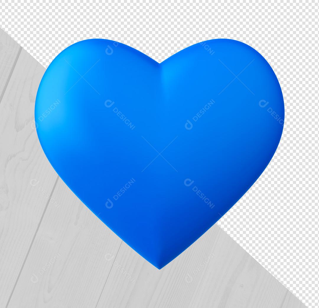 Elemento 3D Coração Azul PSD