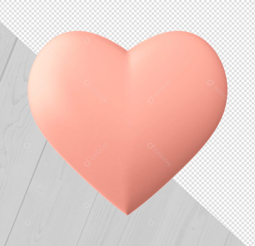 Elemento 3D Coração Rosa PSD