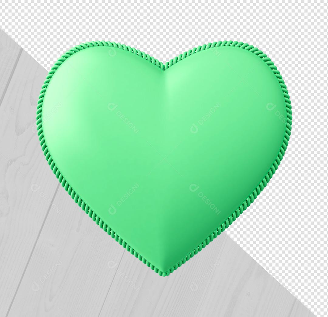 Elemento 3D Coração Verde PSD