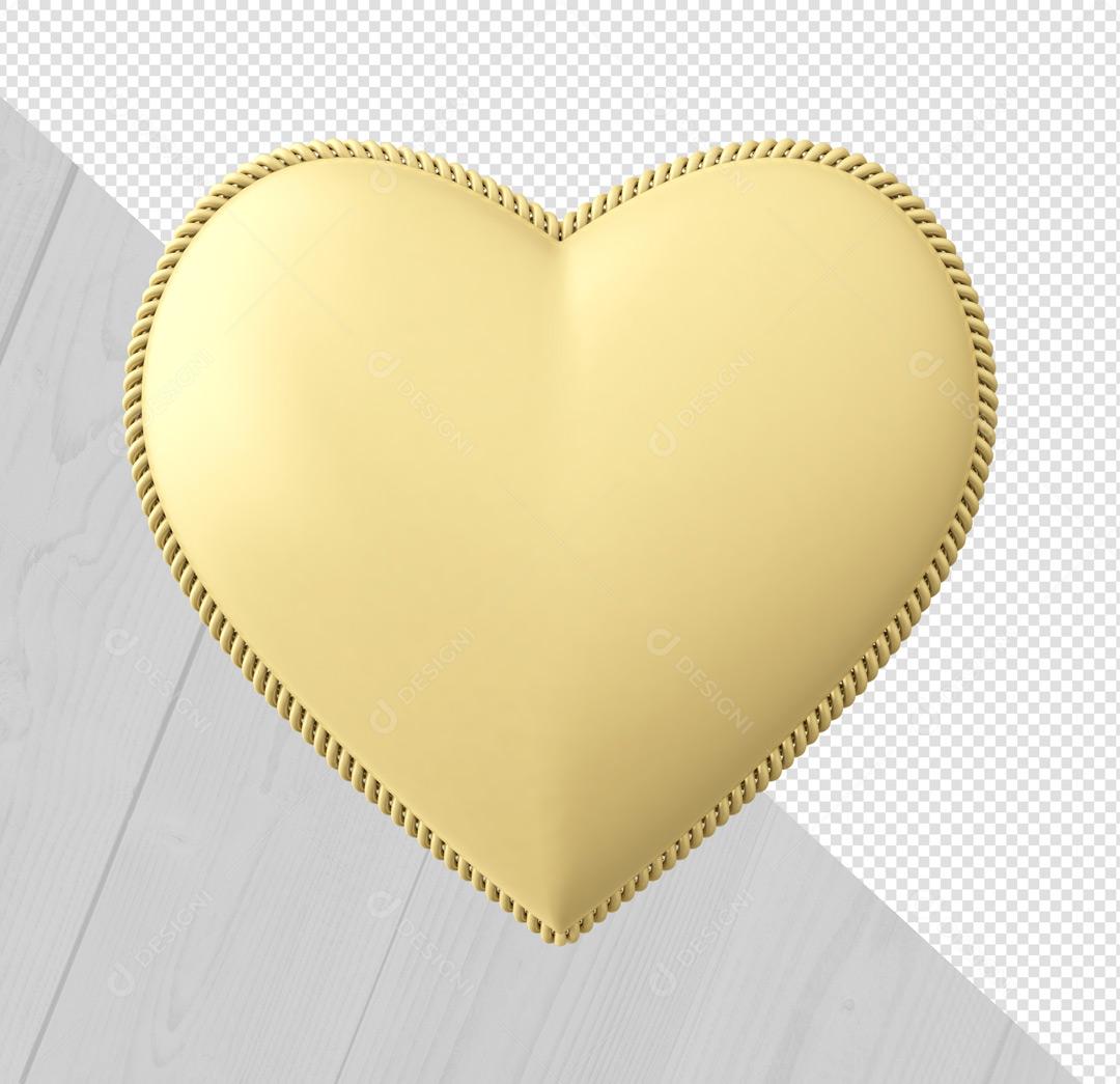 Elemento 3D Coração Amarelo PSD
