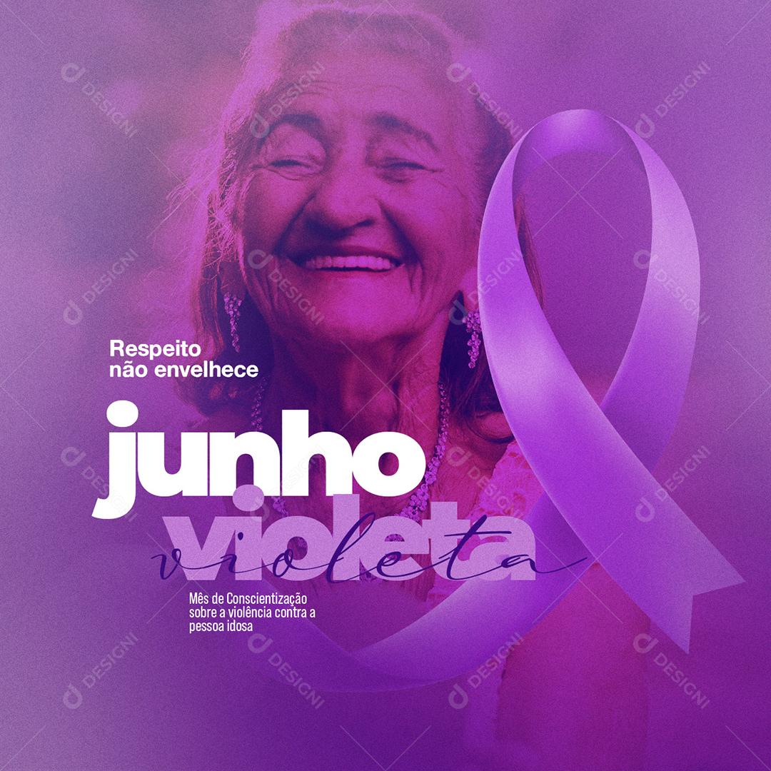 Social Media Respeito não Envelhece Junho Violeta PSD Editável