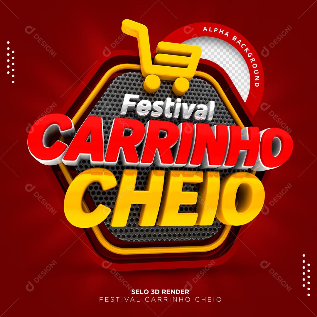 Selo 3D Para Composição Festival De Carrinho Cheio PSD