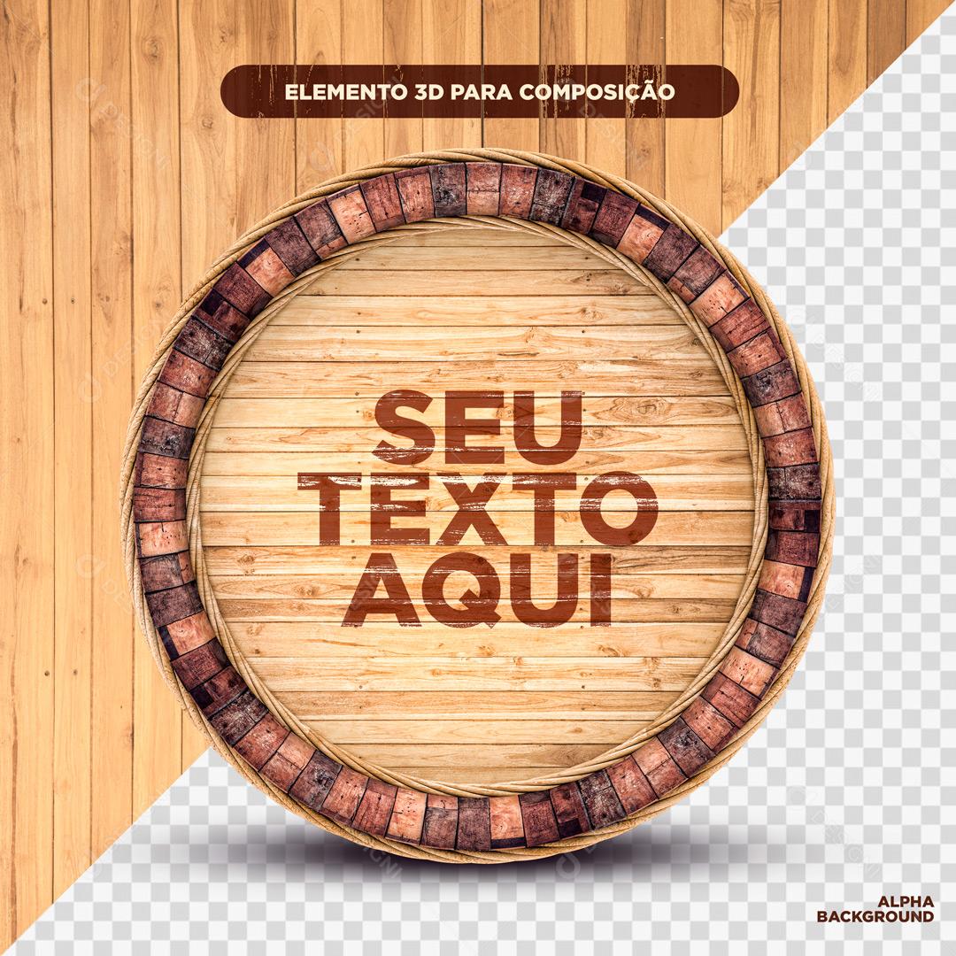 Elemento 3D Redondo De Madeira Para Composições Texto Editável PSD