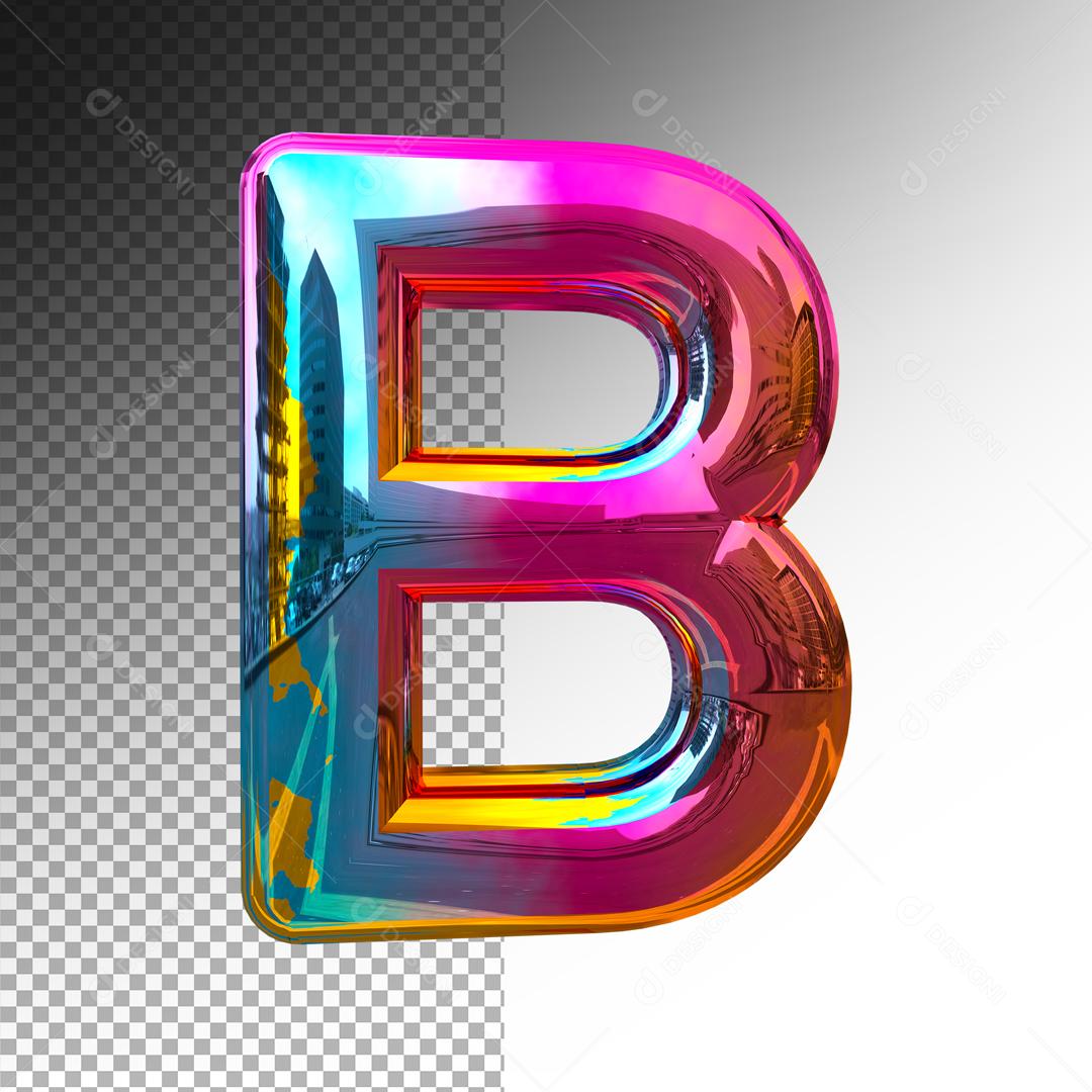 Letra B 3D Colorida Elemento Para Composição