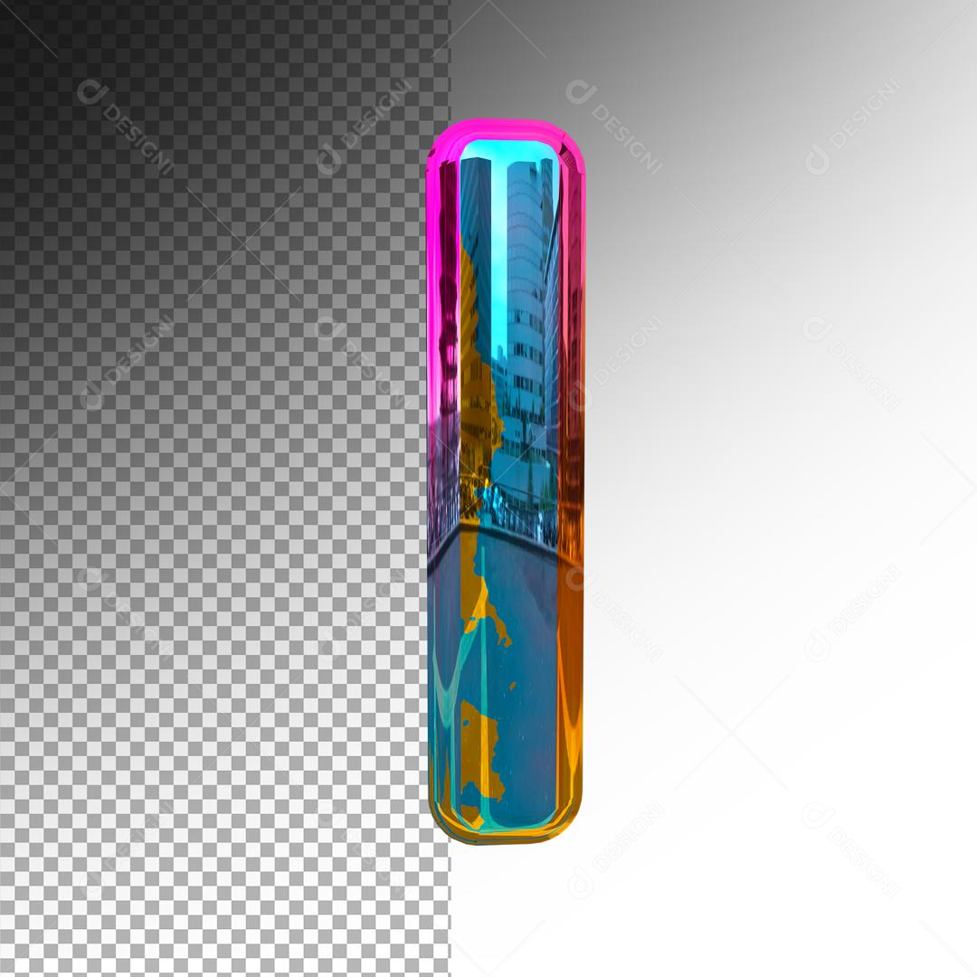 Letra I 3D Colorida Elemento Para Composição
