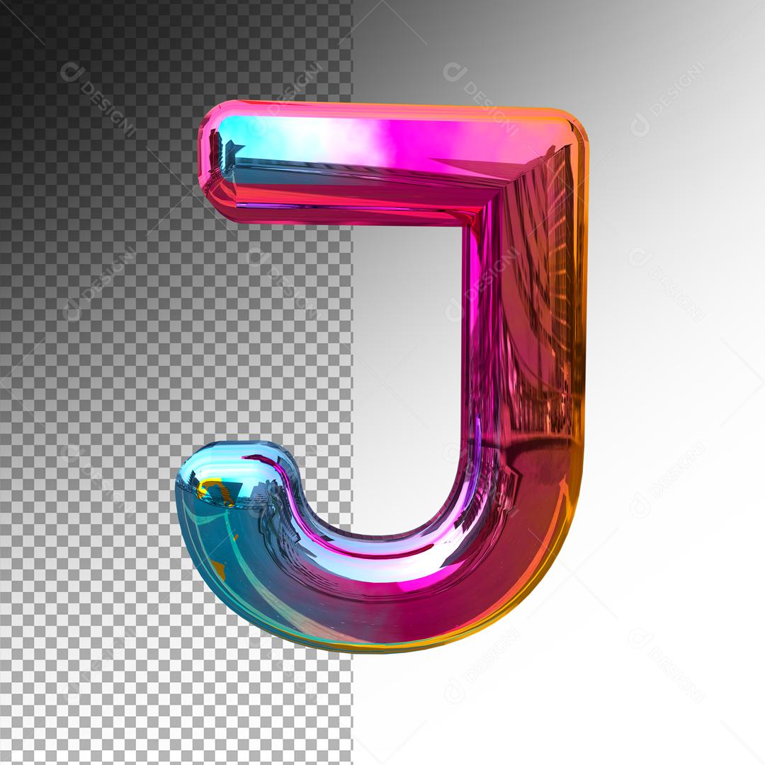 Letra J 3D Colorida Elemento Para Composição